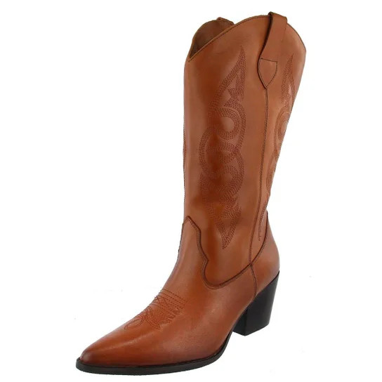 Bota Texana Western Country Em Couro Feminina Bico Fino Maria Paula Camel - Café | Netshoes (BR)