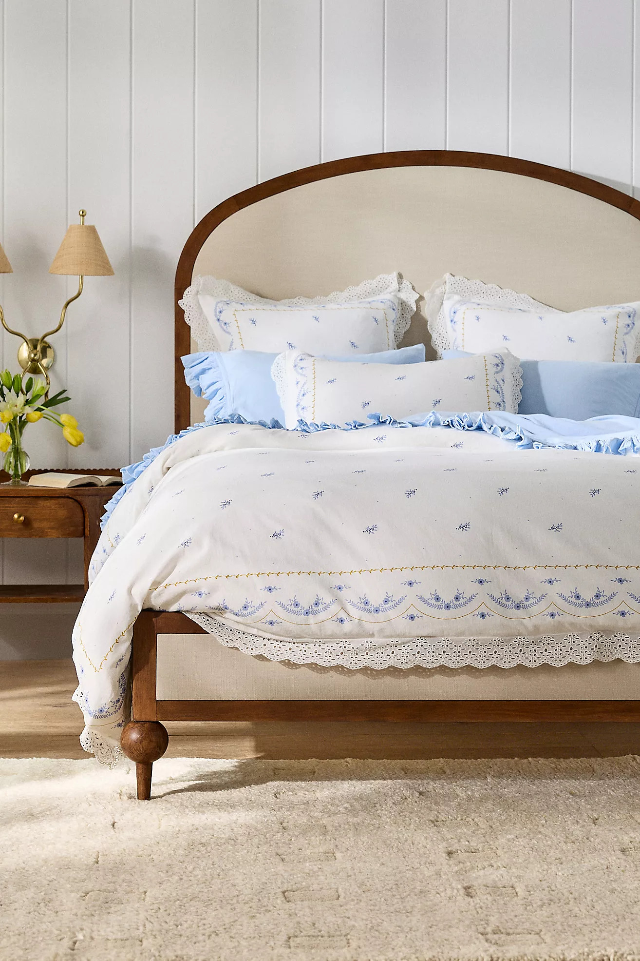Ophelia Cotton Printed Lace Trim Floral Duvet | Anthropologie (US)
