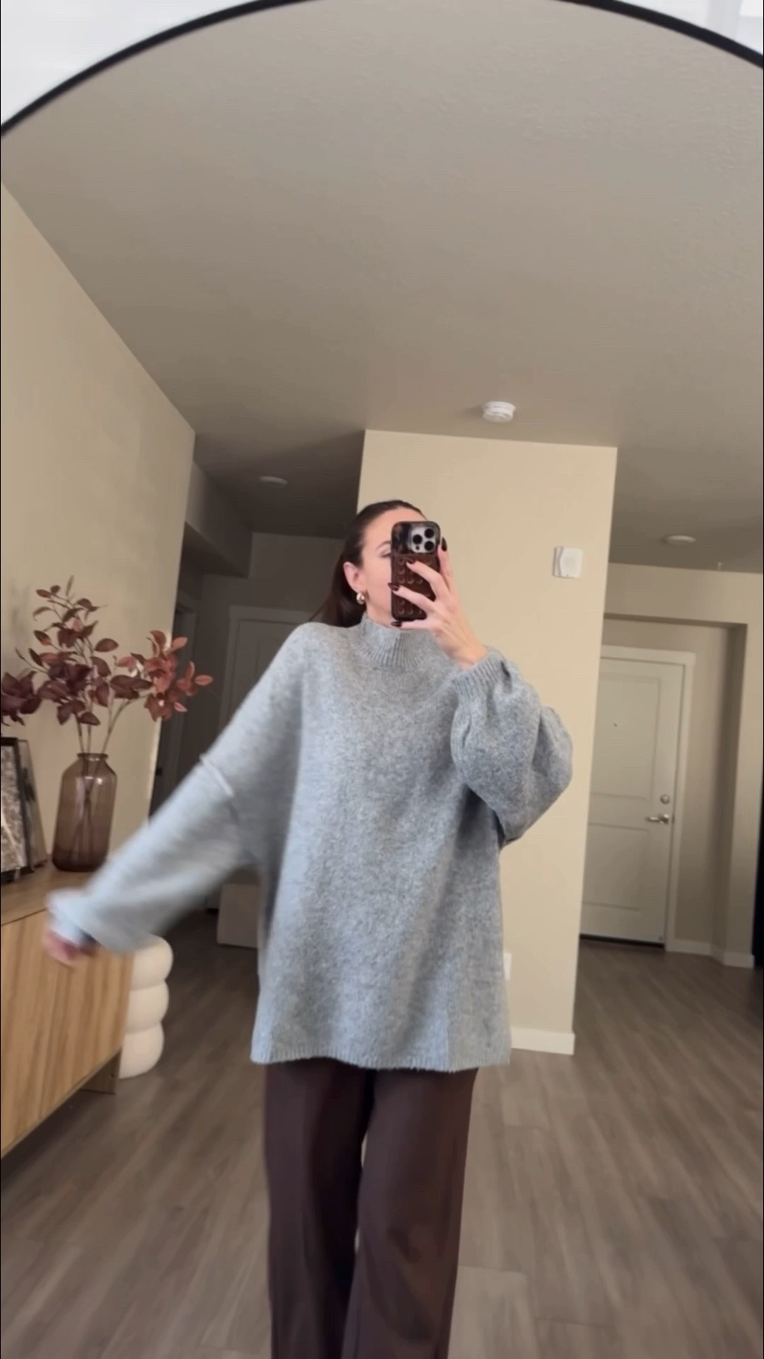 number one trending sweater on amazon right now!!

cozy sweater.  wearing medium.  no need to size up.  it's very oversized. 