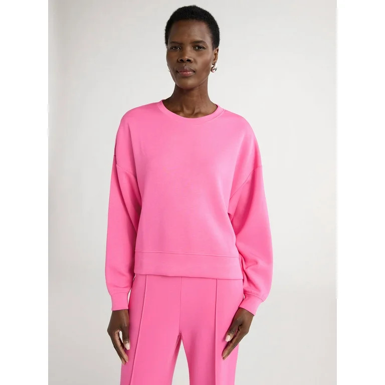 Scoop Women's Ultimate ScubaKnit Cropped Sweatshirt with Drop Sleeves, Size XS-XXL | Walmart (US)