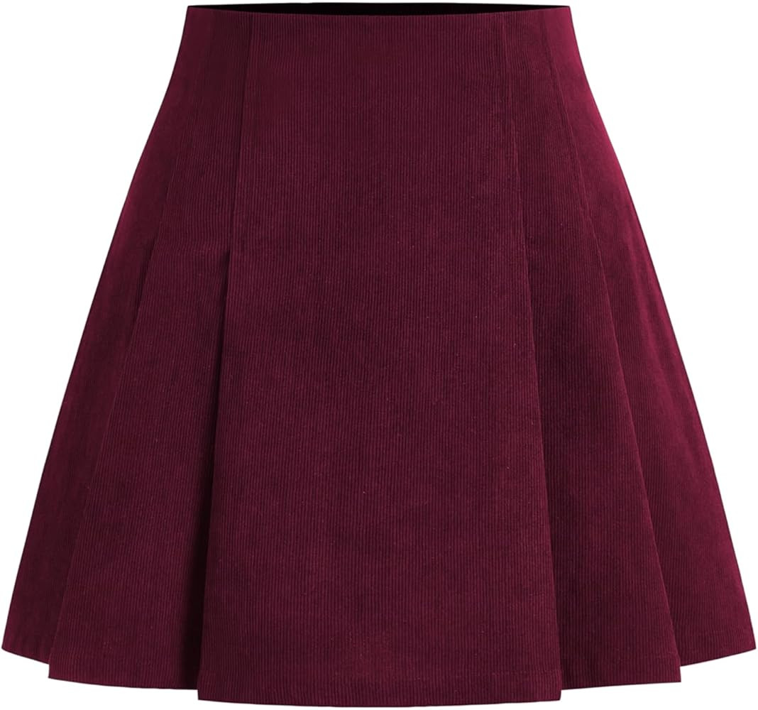 CIDER Mini Skirt Pleated Mid Waist Corduroy Women Short for Women Fall Mini Skirts Trendy | Amazon (US)
