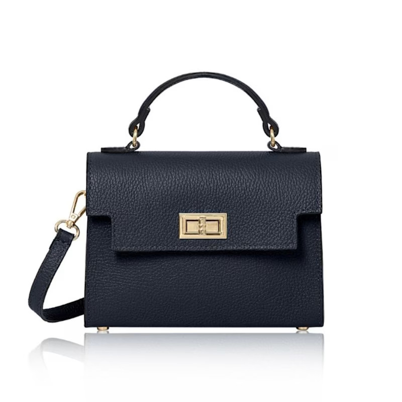 Forli Top Handle Handbag In Navy Blue | Wolf & Badger