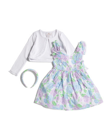Toddler Girls Hydrangea Dress With Cardigan | TJ Maxx