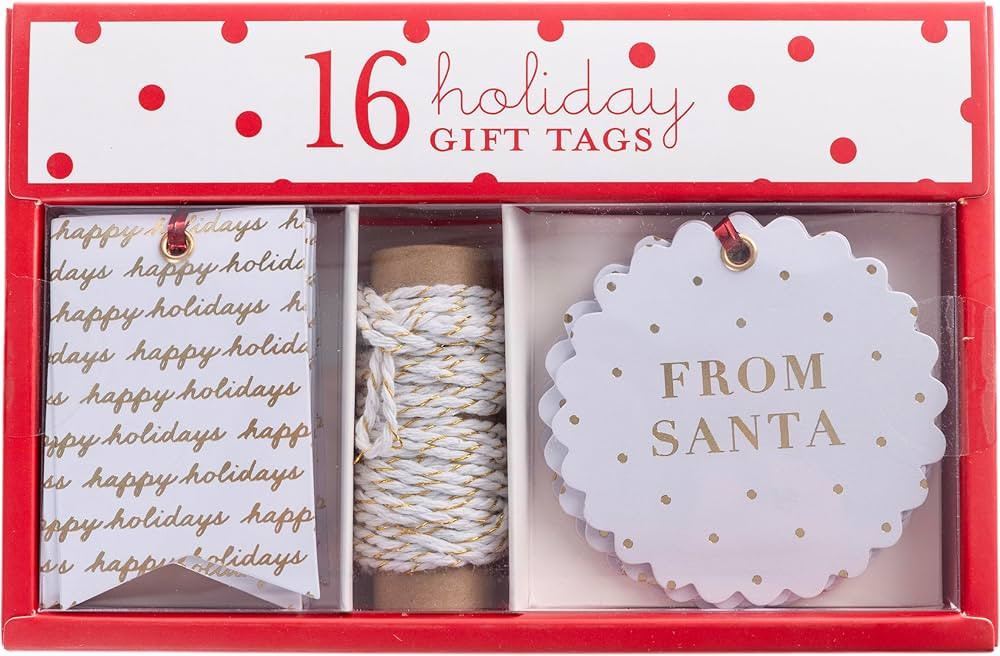 Graphique Christmas Gift Tags Box Set, 16 Holiday Tags, 2 Designs, To and From Names Cards, Gold ... | Amazon (US)
