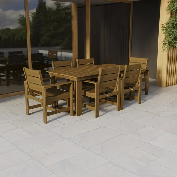 Better Homes & Gardens Ezra 7-Piece Outdoor HDPE Dining Set, Teak | Walmart (US)