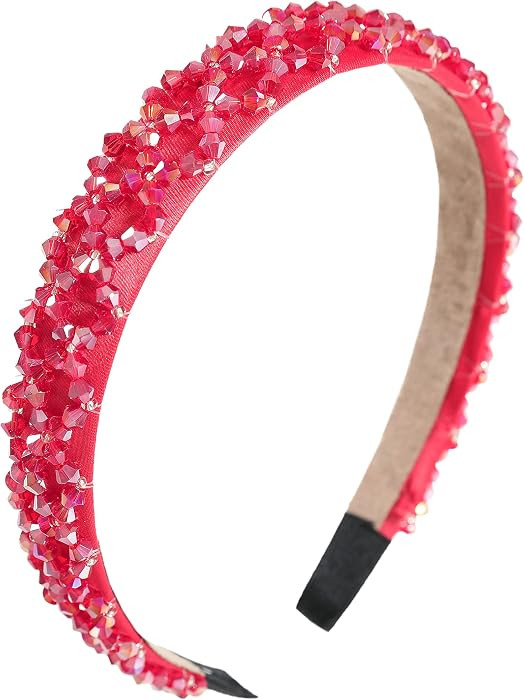 Crystal Rhinestone Headbands for Women Girls Bling Sparkly Headband Beaded Padded Hair Band Holid... | Amazon (US)