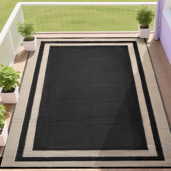 Outdoor Plastic Waterproof Rug 5'x 8' for Patio, Porch, Deck, Backyard, Balcony, Reversible | Walmart (US)