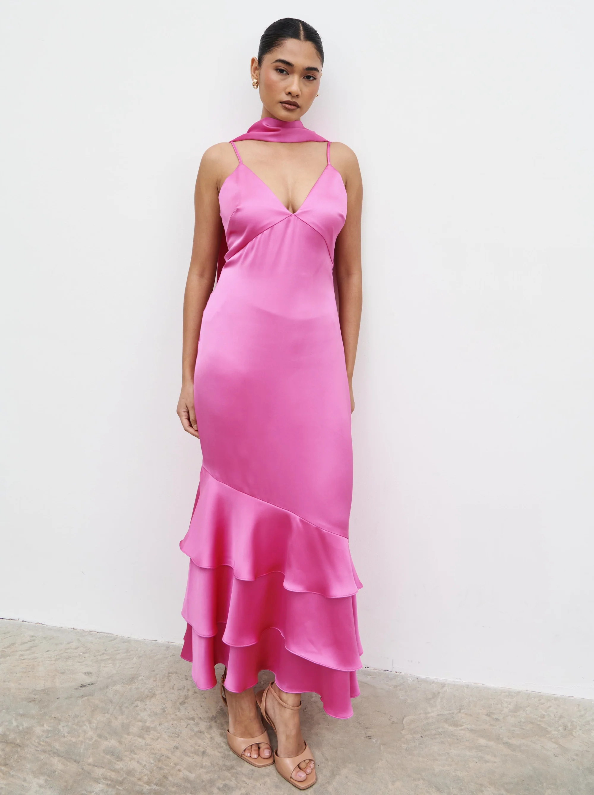 Serita V Neck Tiered Maxi Dress | Pretty Lavish (UK)