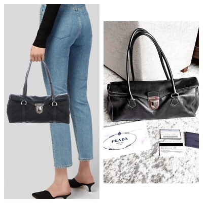 EXCELLENT PRADA BUFALO EASY SHOULDER BAG NERO BLACK  | eBay | eBay AU