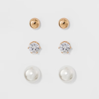 Stud Earring Set 3ct - A New Day™ | Target