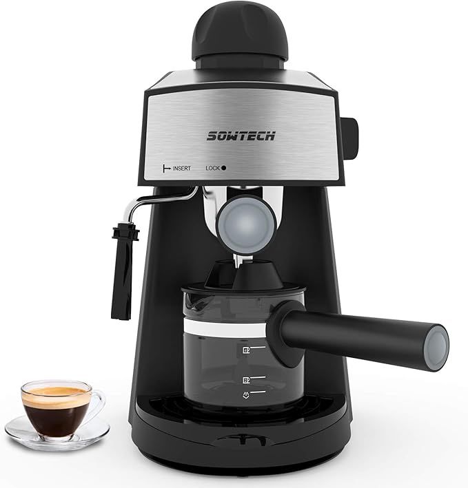 Espresso Machine 3.5 Bar 4 Cup Espresso Maker Cappuccino Machine with Steam Milk Frother and Cara... | Amazon (US)