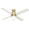 Hunter Indoor Ceiling Fan with LED Light and wall control - Hepburn 52 inch, Modern Brass, 59320 | Amazon (US)