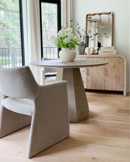 Love the modern details of this pedestal dining table in our breakfast nook! This is the 42” size and hard to find a table this scale! And I’m obsessed with our new faux mohair dining chairs!

#LTKhome #LTKstyletip #LTKsalealert