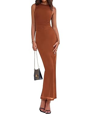 BTFBM Formal Wedding Guest Dresses for Women Summer 2025 Sleeveless Ruched Bodycon Mesh Elegant M... | Amazon (US)