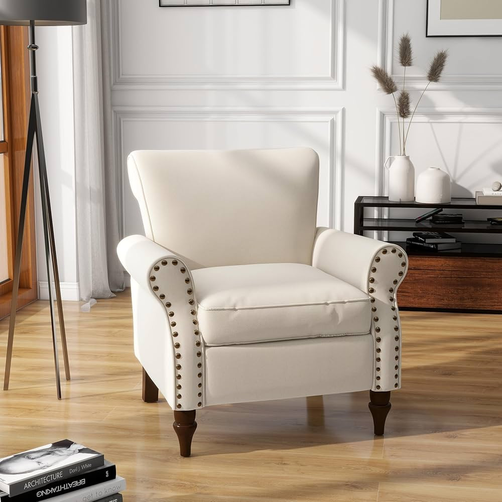 UIXE Accent Chair, Modern Club Arm Chair Nailhead Trim Upholstered Armchair, Mid-Century Comfy Li... | Amazon (US)