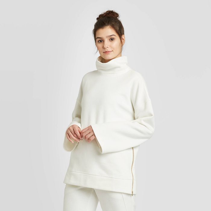 Women's High Neck and Side Zip Fleece Sweatshirt - JoyLab™ | Target