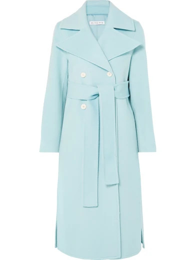 REJINA PYO - Simone Belted Wool-blend Felt Coat - Sky blue | NET-A-PORTER (UK & EU)