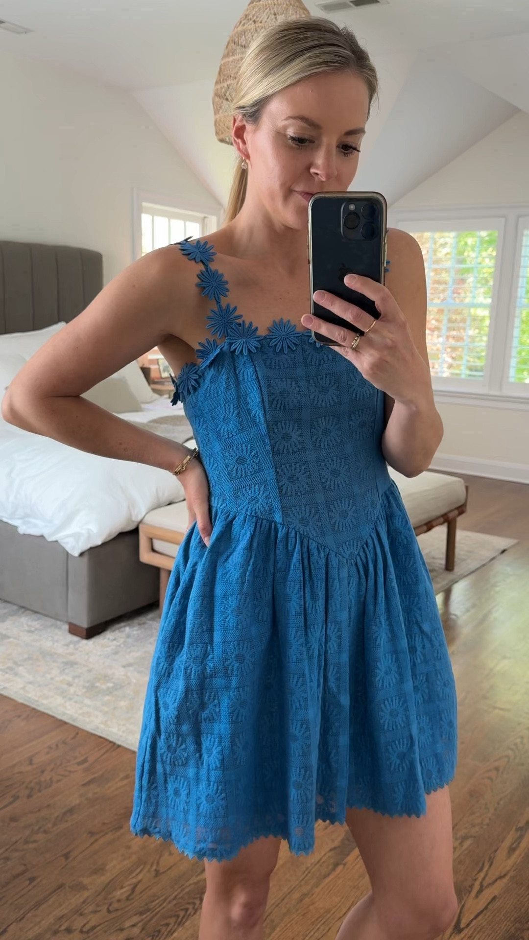 Fun summer dress perfect for Memorial Day, 4th of July or vacation. Love the strap details. 
-I’m 5’5 wearing a small, tts 
-sandals tts 