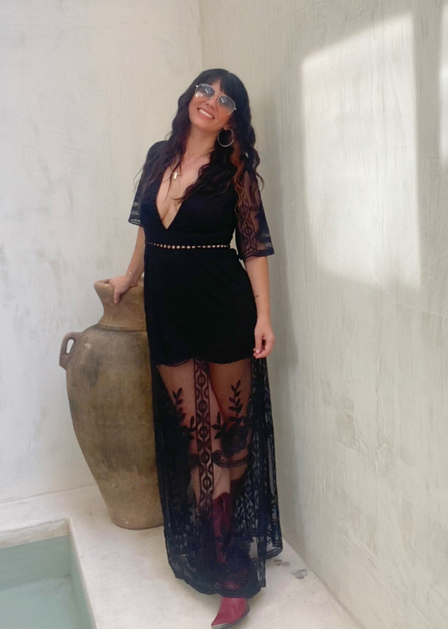 Western glam with a sheer twist 🖤✨ This lace maxi brings all the drama, and the red boots add that perfect pop of bold cowgirl energy. Effortless, edgy, and made for standing out.

#LTKstyle #CowgirlGlam #WesternChic #LTKfashion

#LTKdresses #LTKFashionMonth #LTKpartywear