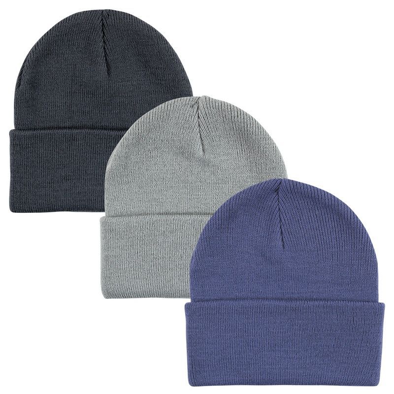 Hudson Baby Family Knit Cuffed Beanie 3pk, Bijou Blue | Target