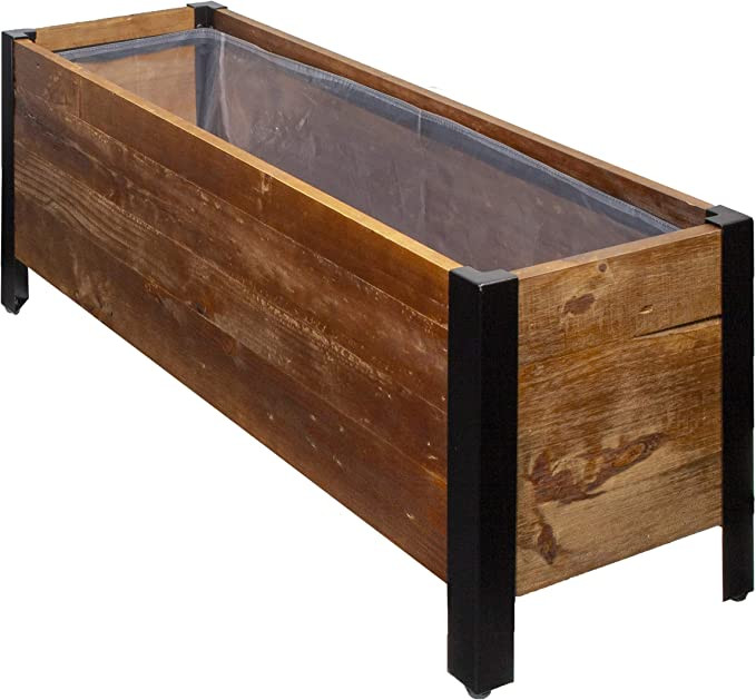 Amazon Basics Recycled Wood Rectangular Garden Planter - 37” x 13” x 15” | Amazon (US)