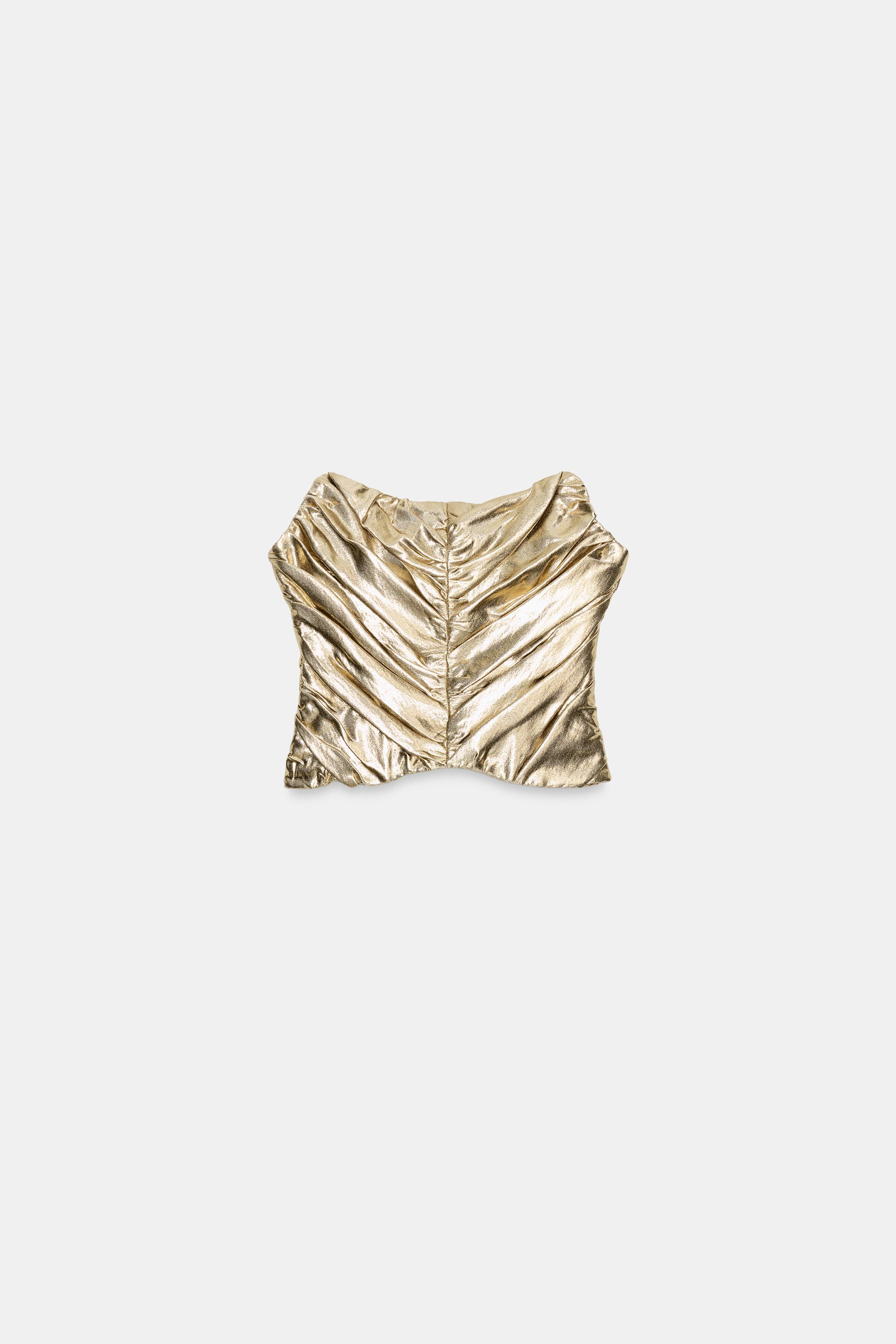 TOP IN KORSETMODEL MET PLOOIEN EN GEMETALLISEERD EFFECT | Zara NL