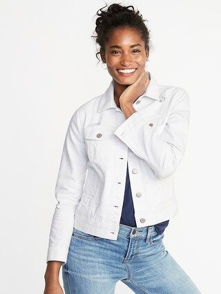 Distressed White Jean Jacket For Women | Old Navy (US)