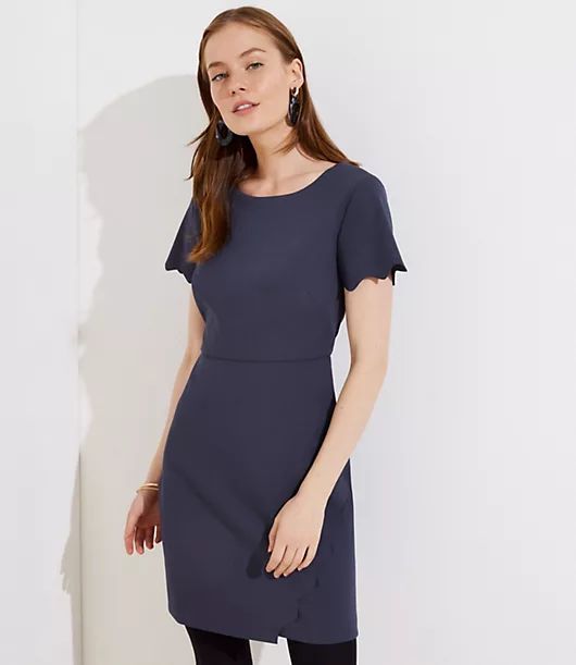 LOFT Petite Scalloped Wrap Dress | LOFT