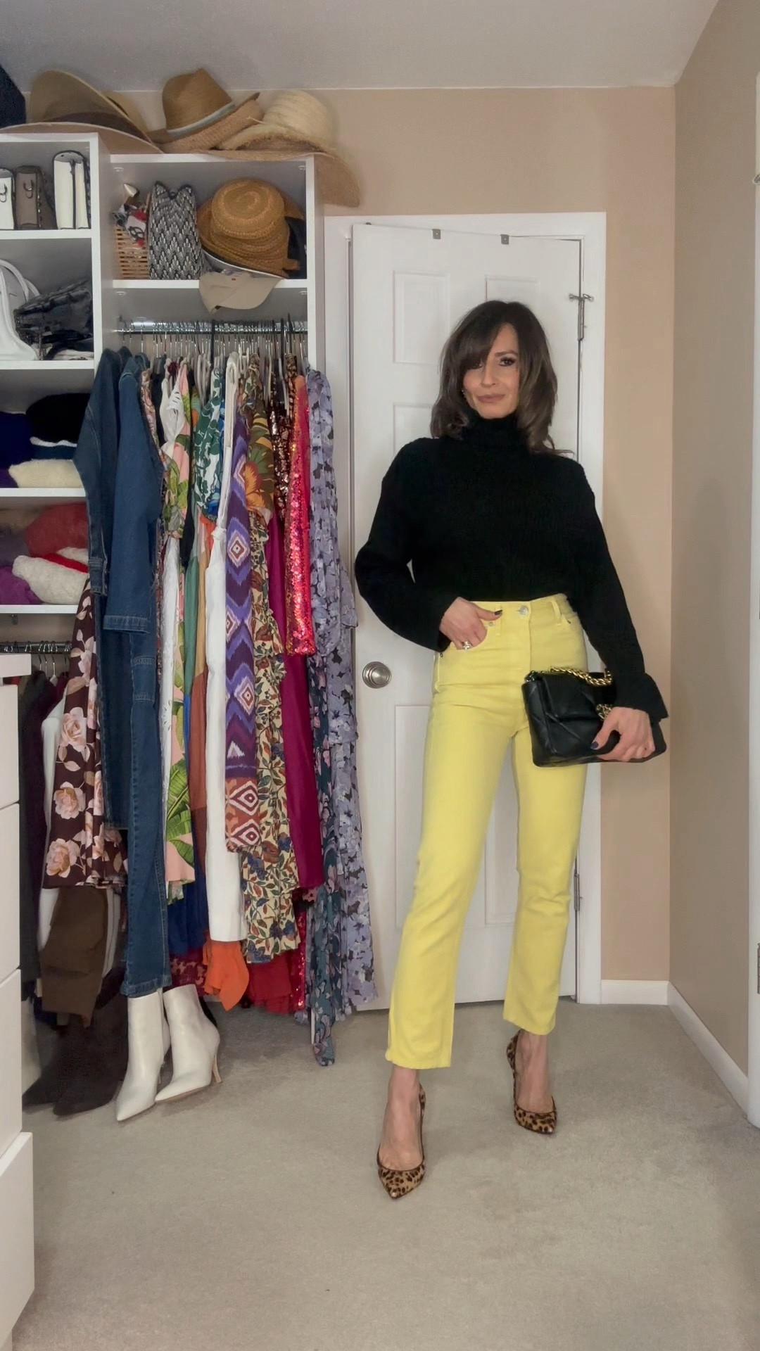 Adding a pop of color for a winter look gives life to the outfit! These yellow AGOLDE pants are sold out and so is the exact sweater and Louboutin shoes, so I will link similar styles

#LTKshoecrush #LTKstyletip #LTKitbag