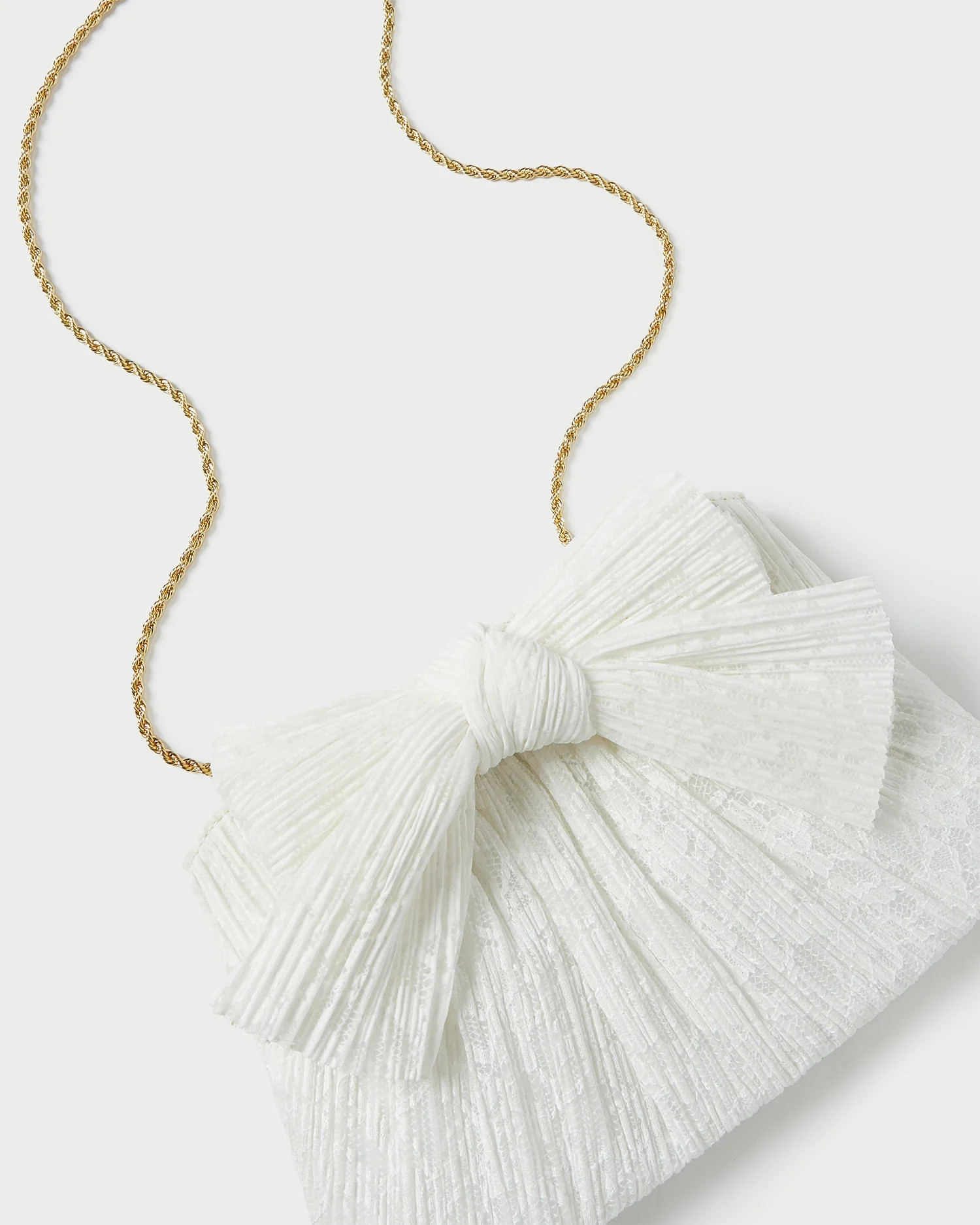 Rayne White Lace Bow Clutch | Loeffler Randall