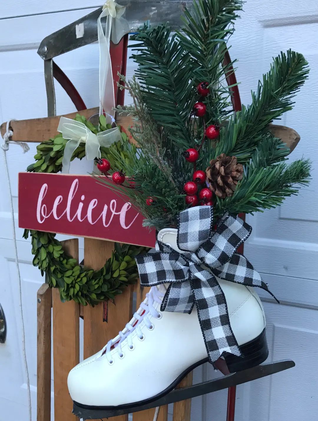 Decorated Ice Skate Ice Skate Hanging Christmas Figure - Etsy | Etsy (US)