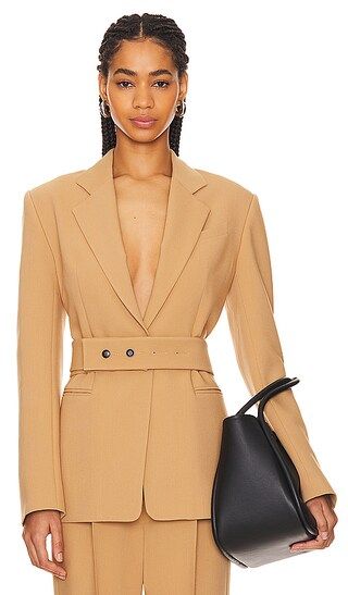 Irena Blazer With Belt in Wheat | Revolve Clothing (Global)