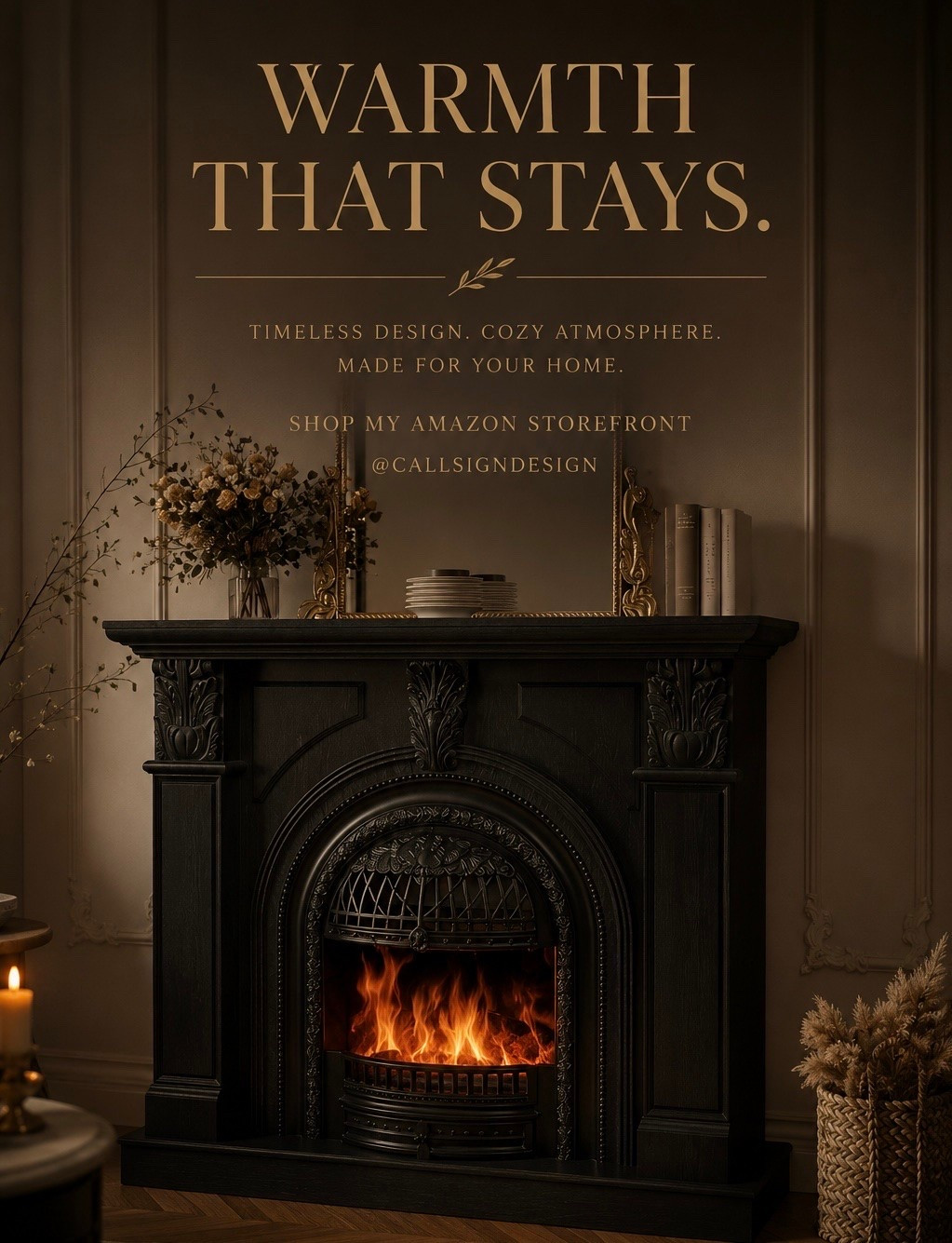 Create lasting warmth with a timeless fireplace that makes every evening feel more inviting. Rich architectural details, a moody black finish, and the soft glow of the fire bring classic character and cozy elegance to any room. It’s the kind of statement piece that instantly makes a house feel like home.

#AmazonFinds #FireplaceDecor #ClassicHomeDecor #CozyHome #TimelessInteriors #WarmAndCozy #TraditionalDecor #MoodyInteriors #ElegantHome #HomeInspiration #LuxuryForLess #AmazonHome #InteriorStyling #callsigndesign