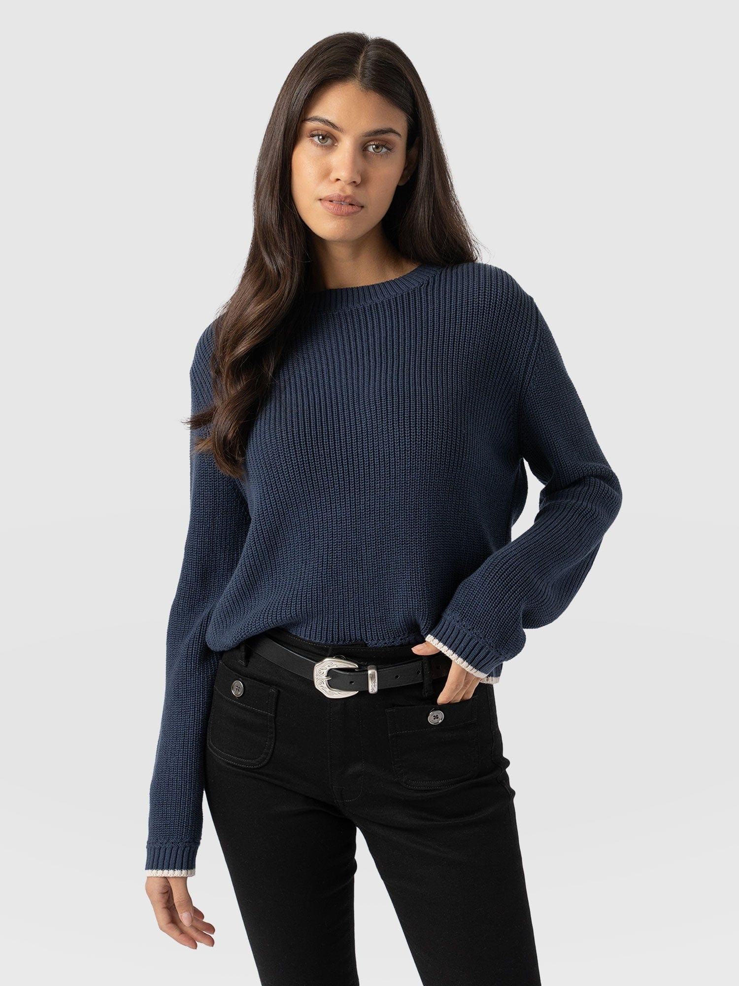 Remy Crop Sweater - Navy | Saint + Sofia
