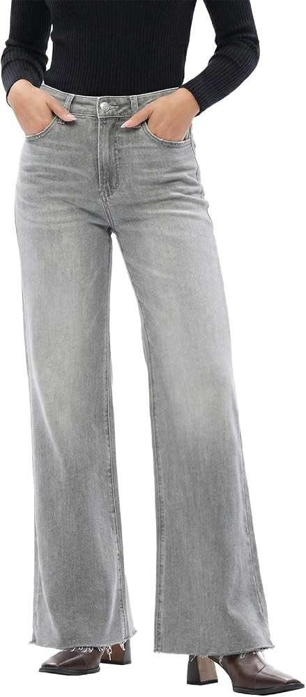 ONESO Wide Leg Jeans for Women High Waisted Stretchy Baggy Denim Pants | Amazon (US)