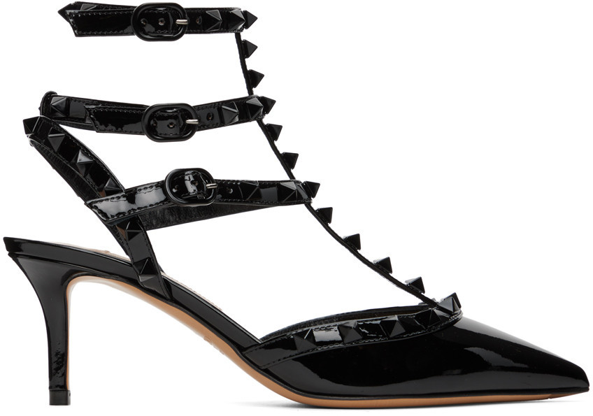 Valentino Garavani Black Rockstud Caged Heels | SSENSE