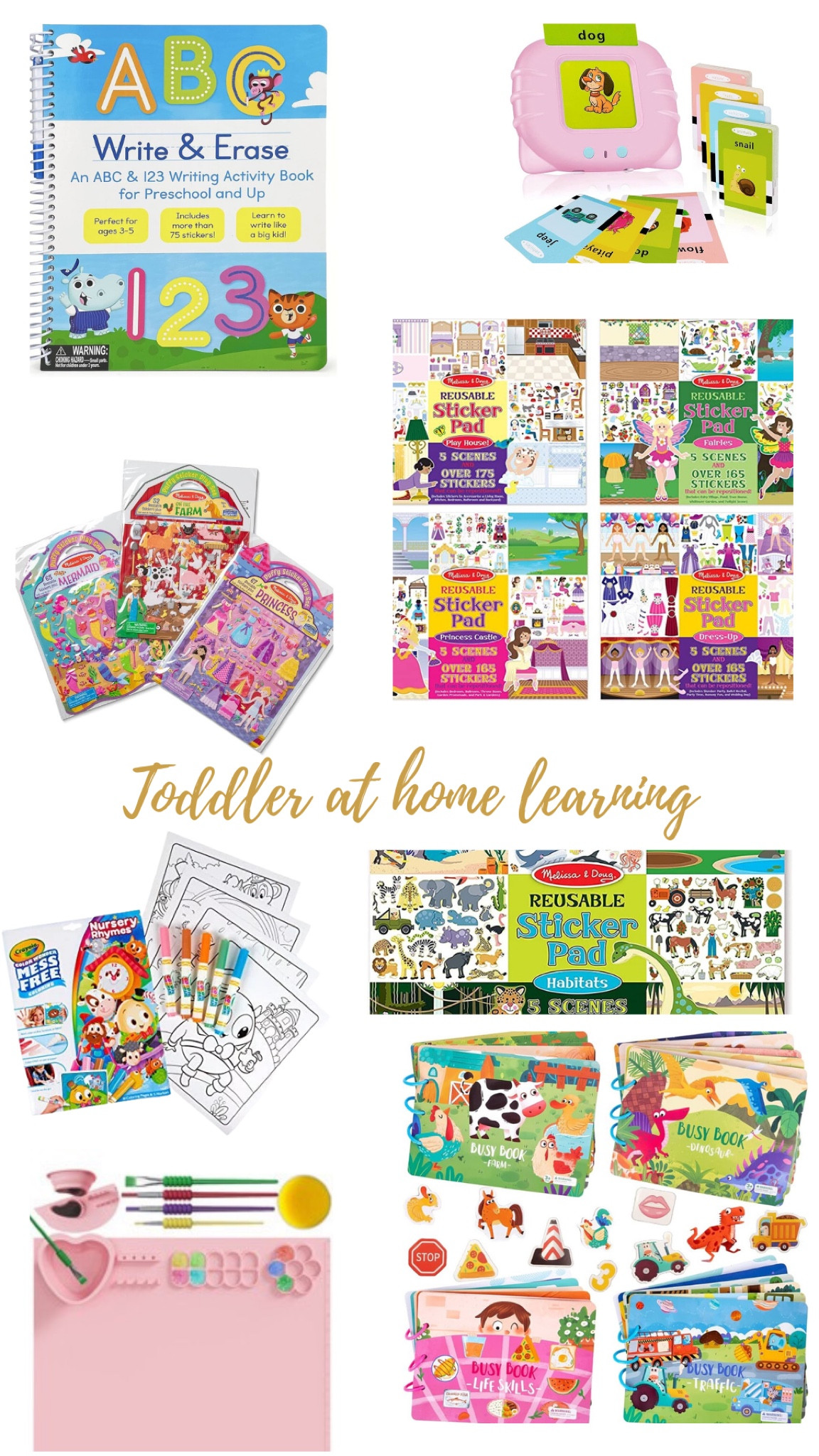 I love doing these activities with my toddler. The busy books have been one of our favorites lately. It’s a 4 pack and makes learning so fun! Right now we are doing a lot of numbers, shapes and letters but it’s not just limited to that. I love these sticker books because she’s able to use her imagination and work on matching. The stickers are reusable so you can do it over and over again. A lot of these activities she can do independently and they entertain her for awhile. As always I only tag items we absolutely love! 

#LTKkids