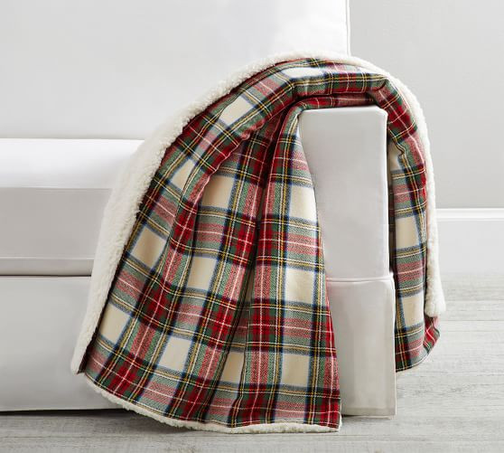 Stewart Plaid with Sherpa Back Throw | Pottery Barn (US)