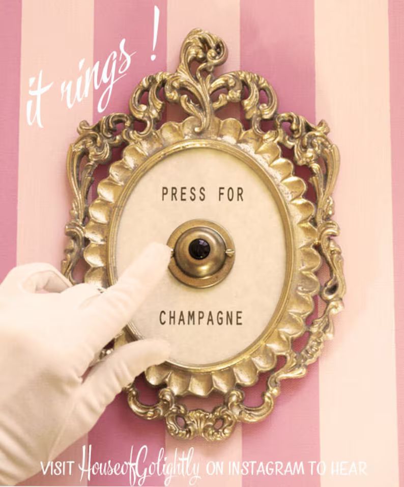 Press For Champagne Framed Vintage Button ( ringing version ) | Etsy (UK)