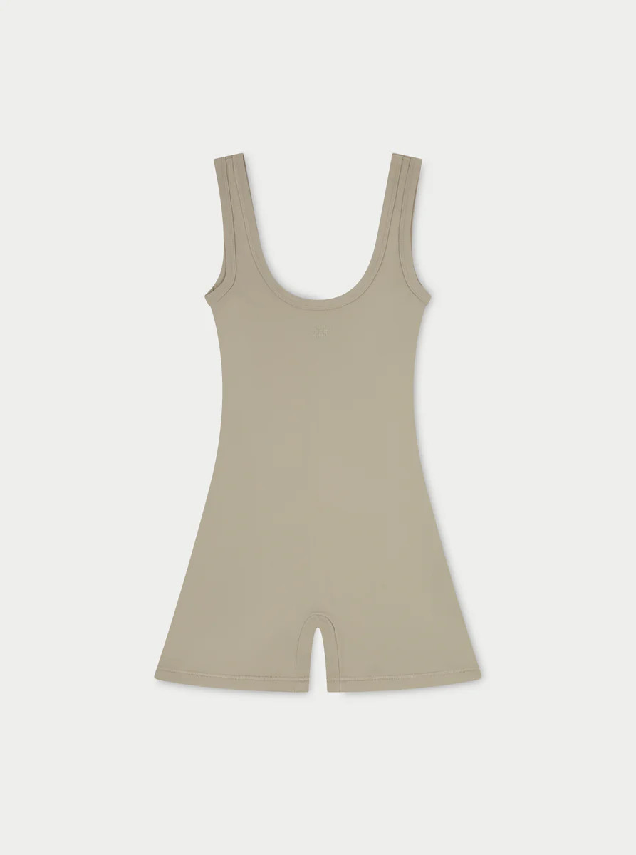 SCULPTING STRETCH EMBLEM UNITARD - BEIGE | The Couture Club