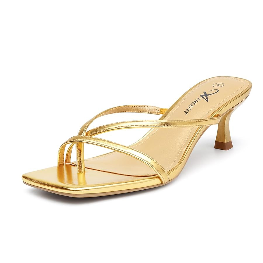 Athlefit Women's Strappy Kitten Heels Flip Flops Square Open Toe Low Heels Fashion Party Dress Th... | Amazon (US)