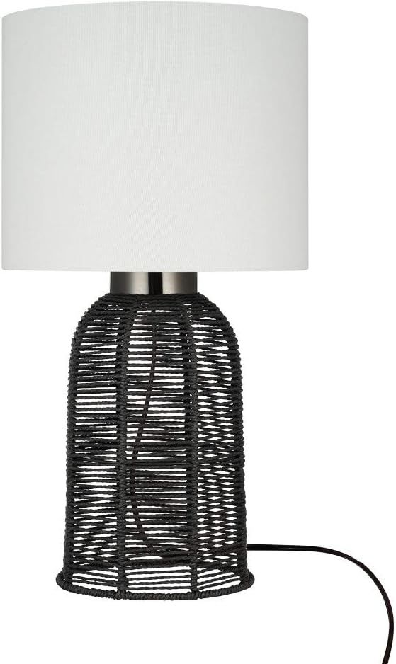 Amazon Brand – Stone & Beam Contemporary Rattan Table Lamp, LED Bulb Included, 22"H, Black | Amazon (US)