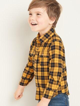 Plaid Flannel Double-Pocket Shirt for Toddler Boys | Old Navy (US)