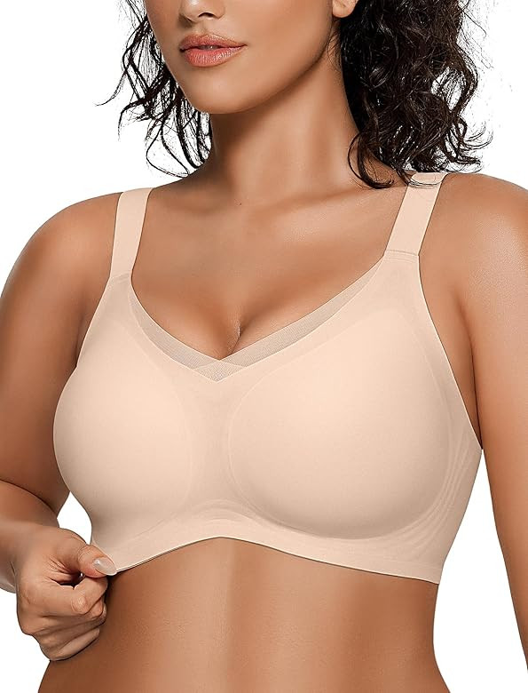 OEAK Womens Wireless Bras V Mesh Comfortable Bralette Supportive Tshirt Bra No Underwire Seamless... | Amazon (US)