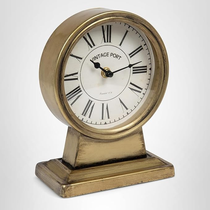 Creative Co-Op Decorative Metal Mantel Clock, Gold Finish | Amazon (US)