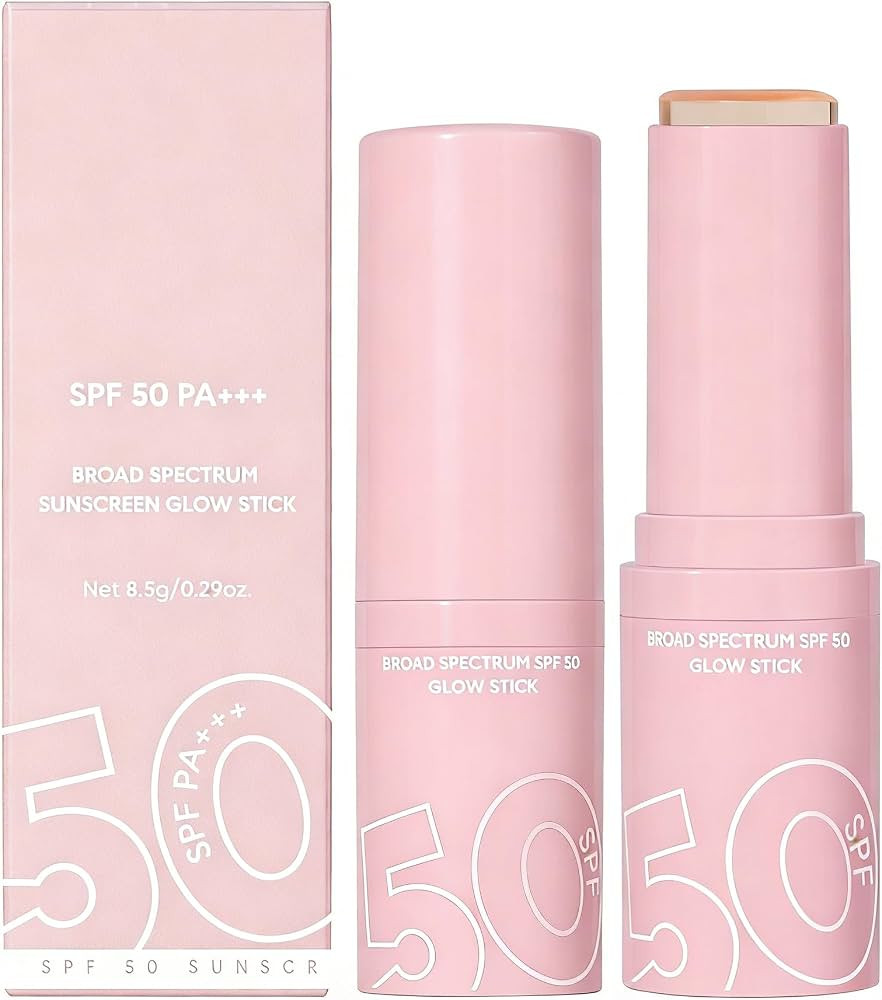 Watermelon Sunscreen Glow Stick SPF 50, 2 Packs Niacinamide & Hyaluronic Acid, Clear Non-Greasy Q... | Amazon (US)