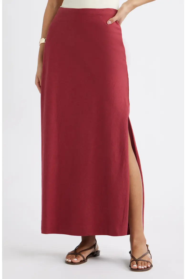 Linen Blend Column Maxi Skirt (Women) | Nordstrom | Nordstrom