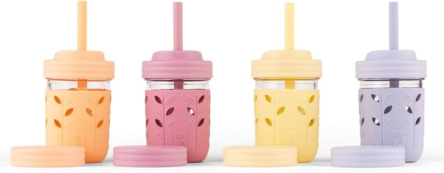 Elk and Friends Kids & Toddler Cups | The Original Glass Mason jars 8 oz with Silicone Sleeves & ... | Amazon (US)