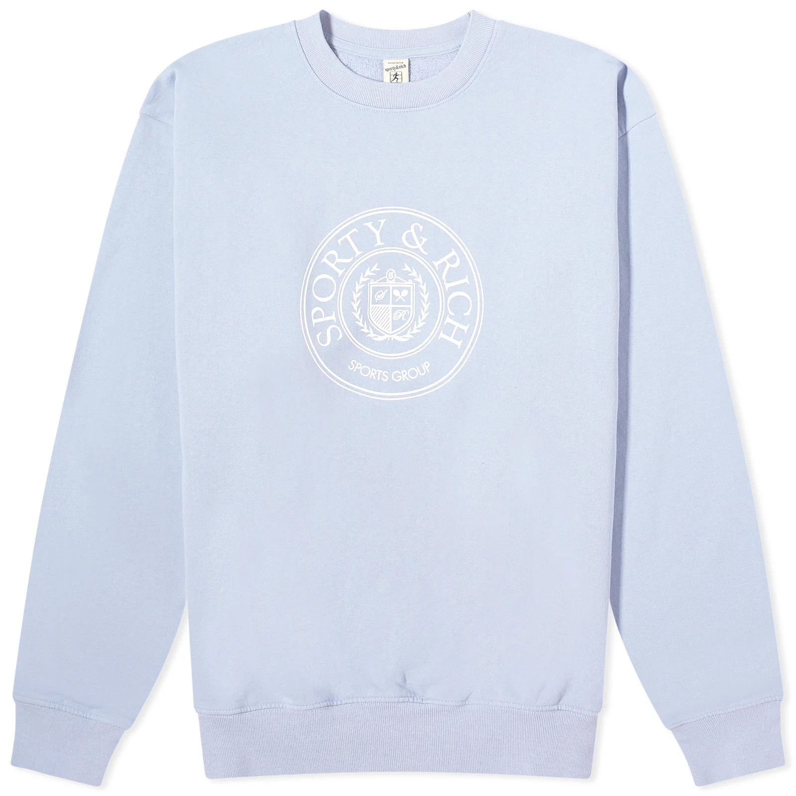 Sporty & Rich Men's Conneticut Crest Crew Sweat in Washed Periwinkle, Size Large | END. Clothing