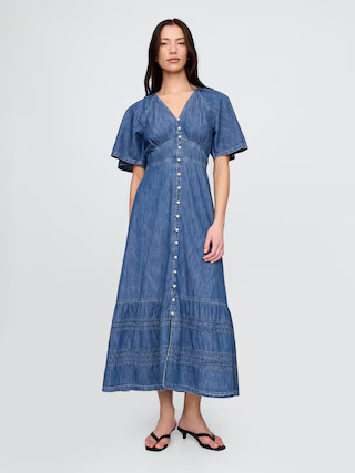 Flutter-Sleeve Tiered Maxi Dress | Gap (US)